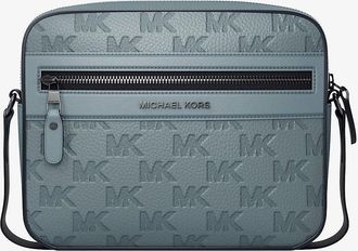 Michael Kors Jet Set Logo Embossed Leather Crossbody Bag