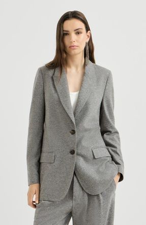 Brunello Cucinelli Cashmere jersey deconstructed blazer with monili in Grey at Nordstrom, Size 40