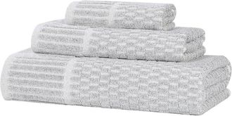 Superior Juno Medium Weight Checkered Border 3Pc Towel Set
