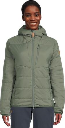 Fjällräven Keb Padded Hoodie Womens Sweatshirt Patina Green : LG, Down/Mesh/Polyester