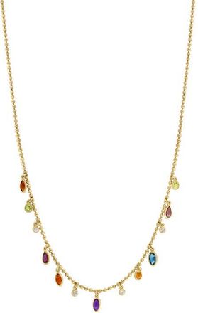 Effy 14K Yellow Gold Diamond Multi Gemstone Fringe Necklace in 14K Gold at Nordstrom, Size 18