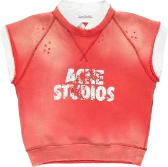Acne Studios Fleece Logo Vest - Dames - Sweatshirts - Rood - XS - Katoen - Hoodies & sweatvesten