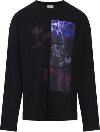 Dries Van Noten Long-Sleeve Graphic Floral Print T-Shirt