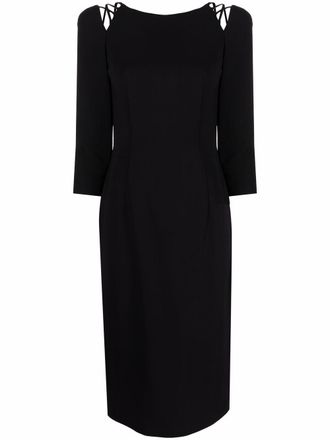 Alberta Ferretti strap-detail knee-length dress - women - Spandex/Elastane/Acetate/Viscose/Polyester - 40 - Black