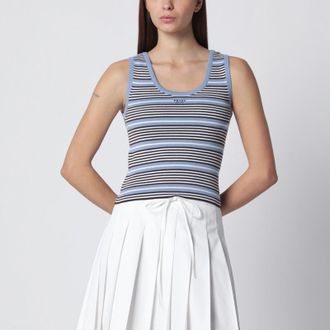 Prada Light blue and white striped tank top