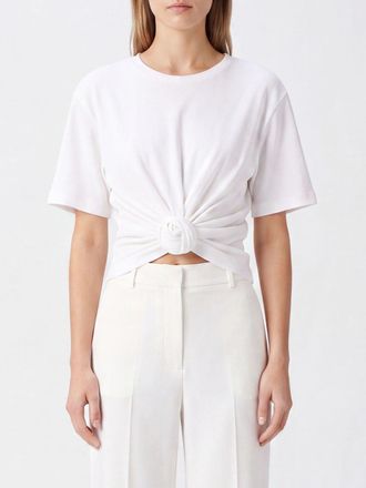 Magda Butrym Stretch-Cotton T-shirt with Flower Appliqu&eacute; and Tie-Hem