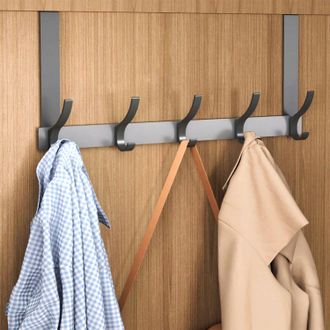 OEM Perchero De Pared Para Colgar Sobre La Puerta, Pr&aacute;ctico Perchero Negro Con 5 Ganchos, Perchero De Pared Sin Necesidad De Taladrar Para Dormitorio, Coc