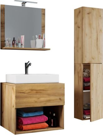 ebuy24 Ebuy24 - Vcm 4 Pcs Lavabo Lavabo Muebles De Ba&ntilde;o Muebles De Ba&ntilde;o Set Sink Lendas Ii (roble De Miel60)