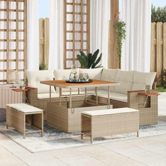 vidaXL Conjunto De Sof&aacute; De Jard&iacute;n Con Coj&iacute;n 8 Pcs Beige Y Crema Vidaxl