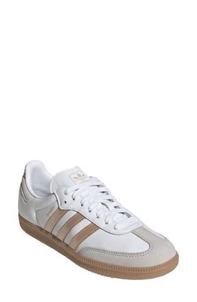 adidas Gender Inclusive Samba OG Sneaker in White/Wonder Gold Metallic at Nordstrom, Size 11.5 Womens