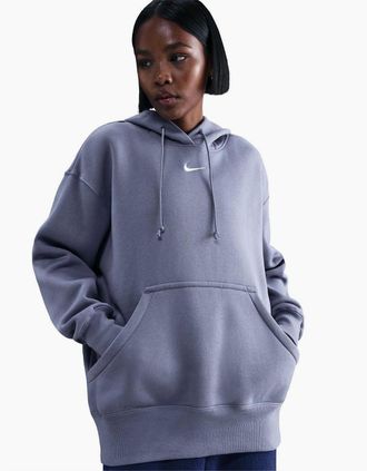 Nike Womens Phoenix Fleece Womens Over Oversized Pullover Hoodie - World Indigo - Size: 10