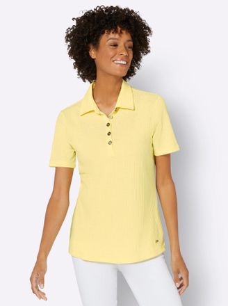 Casual Looks Poloshirt CASUAL LOOKS Poloshirt, Damen, Gr. 42, gelb (zitrone), 95% Viskose, 5% Elasthan, unifarben, Shirts Poloshirt
