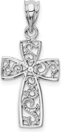 Diamond2Deal 14k White Gold Filigree Cross Pendant