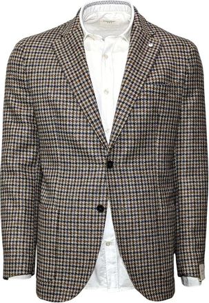 L.B.M. 1911 Bicolor Pied-de-poule Slim Fit Blazer - Heren - Blazers - Bruin - M - Jassen