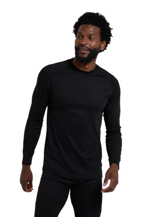 Mountain Warehouse Talus Mens Thermal Baselayer Top - Quick Drying Jumper, Easy Care, Long Sleeves, Sweater, Breathable, Lightweight & High Wicking Black (Round Neck) 2X