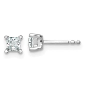 Diamond2Deal 14k Gold 1/2 ct Princess Lab Grown Diamond Stud Earrings VS Clarity, D-E Color