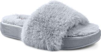 National Comfort Macklin Faux Fur Slipper in Light Grey Faux at Nordstrom, Size 10