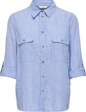 Only Hemdbluse ONLY ONLWENDY L/S SHIRT WVN NOOS, Damen, Gr. XL, cashmere blau stripes:wei&szlig; stipre, Web, Obermaterial: 100% Baumwolle, gestreift, regular fi