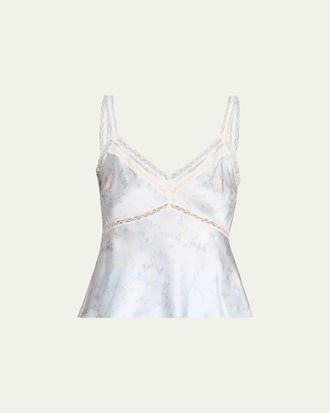 LoveShackFancy Lirena Silk-Blend Floral Top
