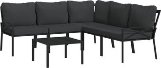 vidaXL Juego De Muebles De Jard&iacute;n 6 Piezas Acero Con Cojines Gris Vidaxl