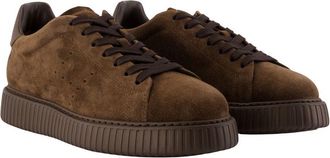Hogan Mens H677 Allacc H Fori Sneakers - Hogan Leather Brown Calfskin Shoes
