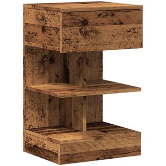 vidaXL Vidaxl - Mesita De Noche Madera Contrachapada Madera Antigua 40x35x65 Cm