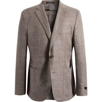 Vince Icon Relaxed Fit Red M&eacute;lange Cotton & Silk Blend Sport Coat in Tan at Nordstrom, Size 38 Regular
