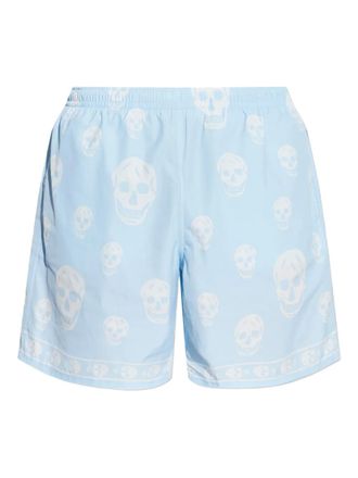 Alexander McQueen skull print swim shorts - Blauw