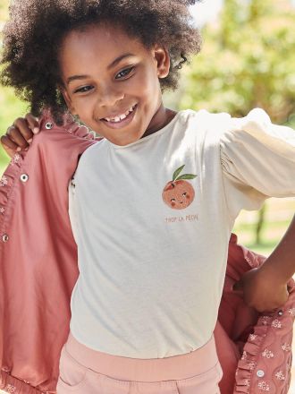 Vertbaudet M&auml;dchen T-Shirt mit kurzen Ballon&auml;rmeln ecru