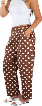 Olivaceous Carina Polka Dot Straight-Leg Pants In Brown