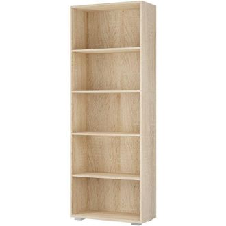 Deuba casaria Vela Bookshelf 2/ 3/ 5 Tier Modern Side Cabinet Bookcase Wooden Storage Unit Oak or White 5 Shelves Oak