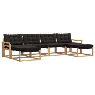 vidaXL Conjunto De Sof&aacute;s De Exterior Con Coj&iacute;n 6 Pcs Blanco Y Negro Vidaxl