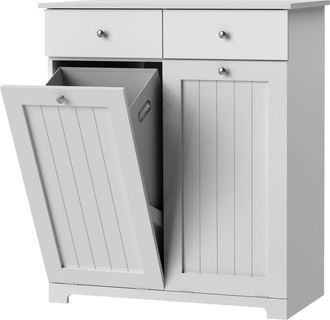 ML Design Mueble blanco de lavadero para colada con 2 compartimentos y 2 cajones