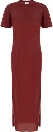 Saint Laurent Gebreide jurk van wol - Dames - Casual kleedjes - Rood - S - Wol - Kleedjes