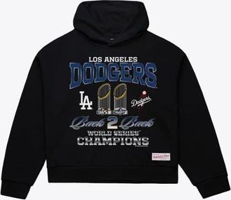 Mitchell & Ness Womens Mitchell & Ness Black Los Angeles Dodgers Back 2 Back Trophies Cropped Hoodie at Nordstrom, Size Xx-Large