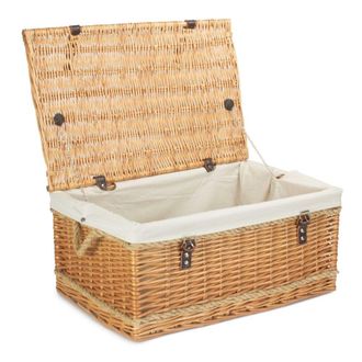 Red Hamper 62cm Rope Handled Picnic Basket with White Lining in Natural