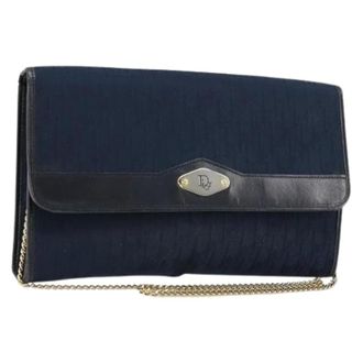 Dior Pre-owned Clutches, female, Blue, Size: ONE SIZE Pre-owned Trotter Canvas Shoulder Bag