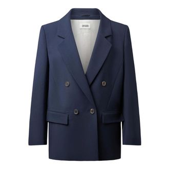 Drykorn Jassen, Dames, Blauw, XL, Leer, Hadlow Blazer