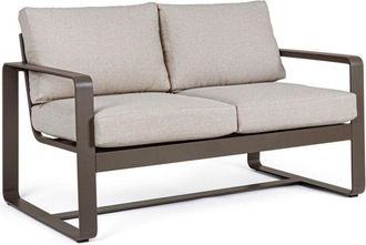 Hellin Divano Merrigan in alluminio verniciato a polvere da giardino e veranda -Antracite / 3 Posti