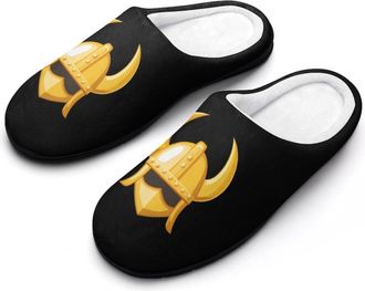 Generic Golden Helmet Mens Soft Cotton Slippers with Memory Foam Anti-skid House Shoes for Travel Indoor Outdoor