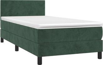 vidaXL Cama Box Spring Colch&oacute;n Y Led Terciopelo Verde Oscuro 90x190 Cm Vidaxl