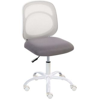 Beliani Desk Chair Grey Fabric Upholstery Iron Base Swivel Adjustable Height Armless Home Office Kids Room BLISSFUL