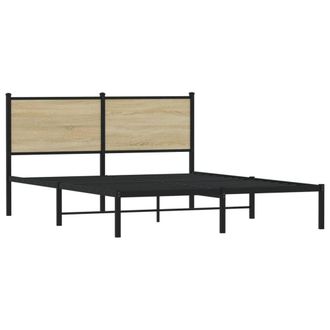 Berkfield Home Metal Bed Frame without Mattress Sonoma Oak 140x200 cm in Brown