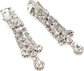 Alessandra Rich Womens Embellished Metal Earrings Crysilver Brass Glass