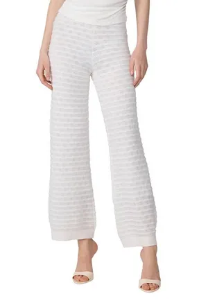 Diane Von F&uuml;rstenberg Barbara Mixed Stitch Cotton Blend Knit Pants in White at Nordstrom, Size Medium