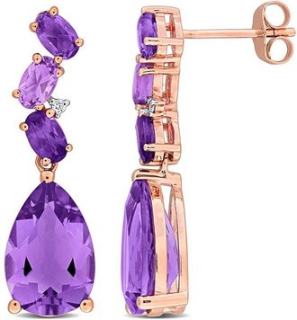 Rina Limor 10K Rose Gold 7.22 ct. tw. Diamond & Amethyst Earrings