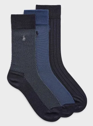 Polo Ralph Lauren Mens Solid and patterned understated dress socks 3-pack