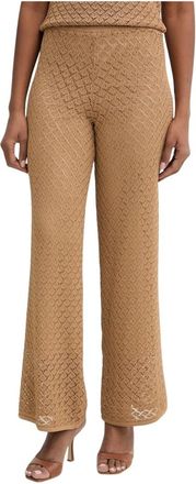 Twinset Wijde broek - Dames - Wijde Broeken - Bruin - M - Polyester - Broeken
