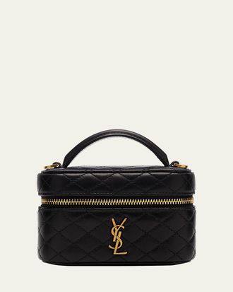 Saint Laurent Micro Vanity Top-Handle Bag in Quilted Leather