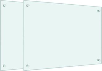 vidaXL Paraschizzi per Cucina 2 pz Bianchi 70x50 cm in Vetro Temperato - Vidaxl